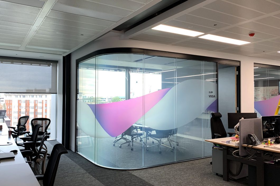 smart glass finastra curved partiton