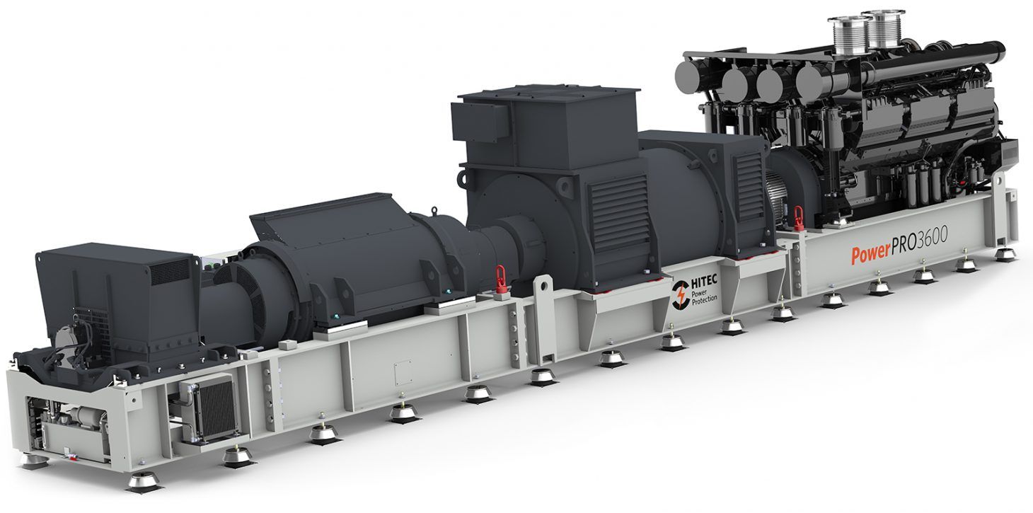 Hitec PowerPRO 3600 dynamic UPS unit with engine, kinetic energy module and generator on one skid